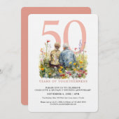 水彩夫婦ラブロマン結婚ズ記念日 招待状 (正面/裏面)