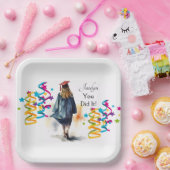 水彩女子パーソナライズされた院生パーティー ペーパープレート (パーティー)