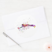 水彩女子ラグビー ラウンドシール (封筒)