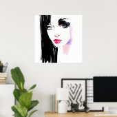 水彩女性ポートレートメイクアップアーティストブランディング ポスター (ホームオフィス)