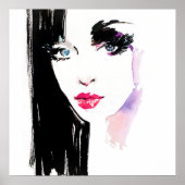 水彩女性ポートレートメイクアップアーティストブランディング ポスター (正面)