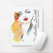 水彩女性ポートレートメイクアップアーティストブランディング マウスパッド (マウス)