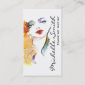 水彩女性ポートレートメイクアップアーティストブランディング 名刺 (正面)