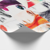 水彩女性ポートレート型 ラッピングペーパー (角)