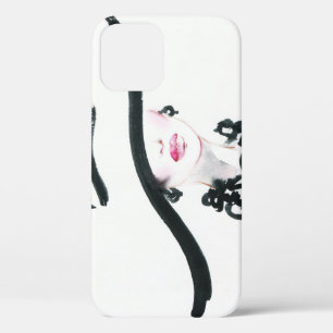 水彩女性ポートレート、抽象芸術ファッション病 iPhone 12ケース