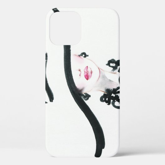 水彩女性ポートレート、抽象芸術ファッション病 Case-Mate iPhoneケース (裏面)