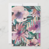 水彩女性招待状, 手描きの花のボホスタイル 招待状 (裏面)