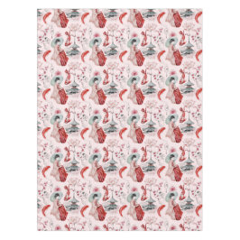 水彩女性日本のパゴダロータスコイ魚 テーブルクロス