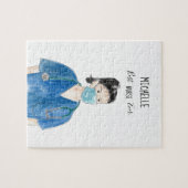 水彩女性最高のナースエバー顔マスクキュート ジグソーパズル (横)