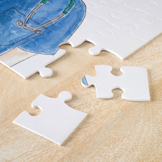 水彩女性最高のナースエバー顔マスクキュート ジグソーパズル (側面)