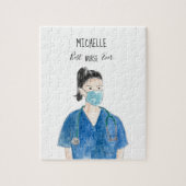 水彩女性最高のナースエバー顔マスクキュート ジグソーパズル (縦)