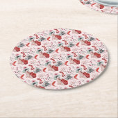 水彩女日本の性パゴダロータスコイフィッシュタ ラウンドペーパーコースター (アングル)