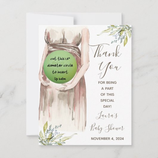 水彩妊婦、EOSリップ・バーム・シャワー・プレイ  ノートカード (正面)