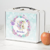 水彩妖精と紫、青、ピンクの花 メタルランチボックス (インサイチュ)