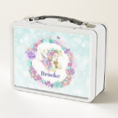 水彩妖精と紫、青、ピンクの花 メタルランチボックス (裏面)