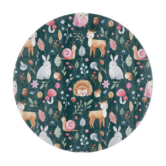 水彩妖精の森の子供のパターン カッティングボード (正面)