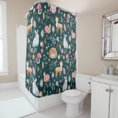 水彩妖精の森の子供のパターン シャワーカーテン (インサイチュ)