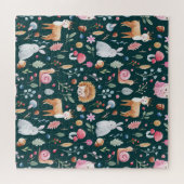 水彩妖精の森の子供のパターン ジグソーパズル (横)