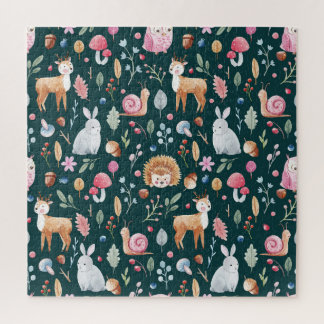 水彩妖精の森の子供のパターン ジグソーパズル