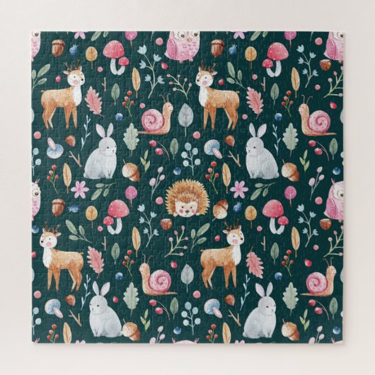 水彩妖精の森の子供のパターン ジグソーパズル (縦)