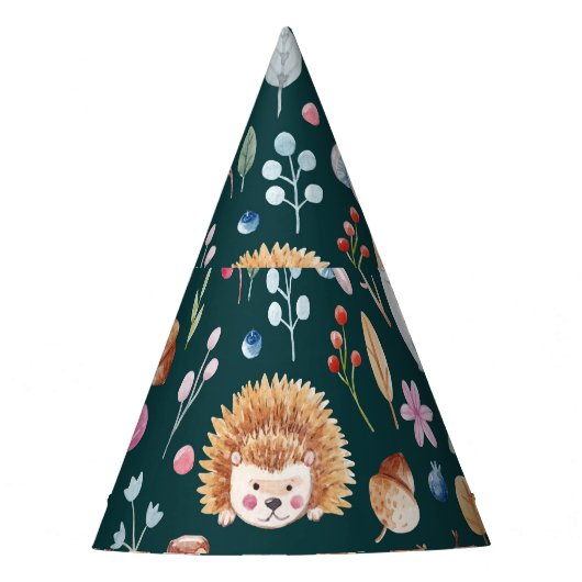 水彩妖精の森の子供のパターン パーティーハット (正面)