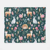 水彩妖精の森の子供のパターン フリースブランケット (正面(横))