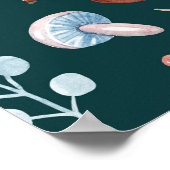 水彩妖精の森の子供のパターン ポスター (角)