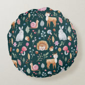 水彩妖精の森の子供のパターン ラウンドクッション (裏面)