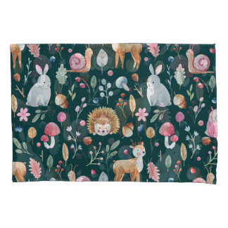 水彩妖精の森の子供のパターン 枕カバー