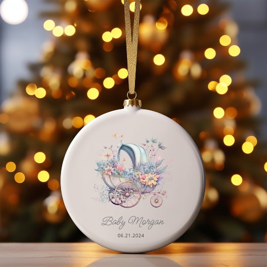 水彩妖精ベビーベビーカーのシャワー セラミックオーナメント