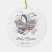 水彩妖精ベビーベビーカーのシャワー セラミックオーナメント (正面)