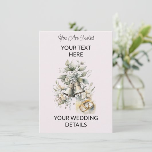 水彩婚礼钟婚礼邀请卡 招待状 (スタンド正面)