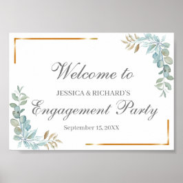 水彩婚約ウェルカムポスターサイン ポスター