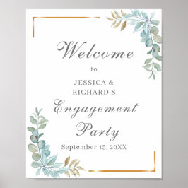 水彩婚約ウェルカムポスターサイン ポスター