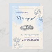 水彩婚約パーティ招待状 招待状 (正面/裏面)