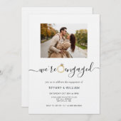 水彩婚約リングフォト婚約 招待状 (正面/裏面)