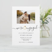 水彩婚約リングフォト婚約 招待状 (スタンド正面)