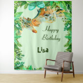 水彩媽媽和小長頸鹿生日背景板 タペストリー (インサイチュ)