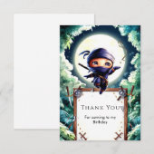 水彩子供忍者誕生日 サンキューカード (正面/裏面)