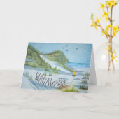 水彩子供歩くビーチ考えるの – あなたよ カード (黄色い花)