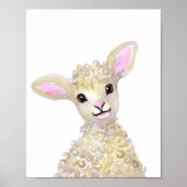 水彩子供部屋ウッドランドファームベビーヒツジ ポスター (正面)