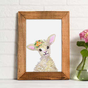 水彩子供部屋ウッドランドファームベビーフローラ ポスター