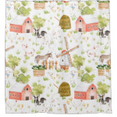 水彩子供部屋ファームランド動物 シャワーカーテン (正面)