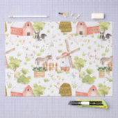 水彩子供部屋ファームランド動物 薄葉紙 (クラフト)