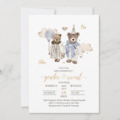 水彩子供部屋男の子または女の子のジェンダーがベビーを明かす 招待状 (正面)