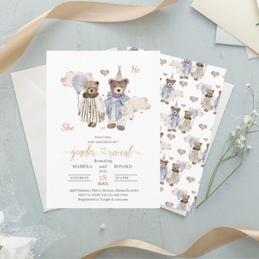 水彩子供部屋男の子または女の子のジェンダーがベビーを明かす 招待状