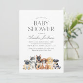 水彩子犬の赤ちゃんシャワー 招待状 (スタンド正面)