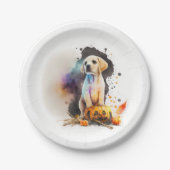 水彩子犬ハロウィーン ペーパープレート (正面)