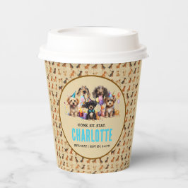 水彩子犬パウィティドッグ誕生日 紙コップ