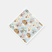 水彩子犬パターン子供の誕生日 スタンダードカクテルナプキン (角)